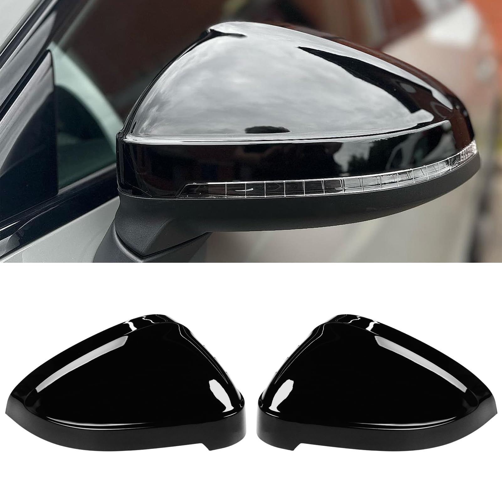 TTCR-II 2PCS Compatibile con Calotte Specchietti Audi A4 A5 RS4 B9 S5 RS5 | Sinistra + Destra Laterale Copri Specchietto Retrovisore A4 A5 RS4 2017 2018 2019 2020 2021 2022 2023 non Side Assist-Nero