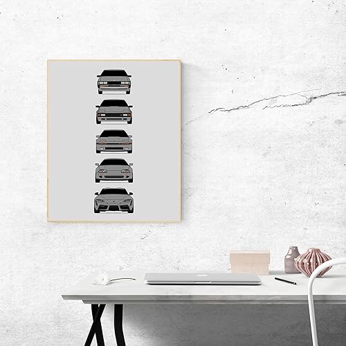 Vista 100 de Handmade Poster compatible with Toyota Supra Generations and Print of Toyota Supra - White, 8x10" Satin Print (Unframed) - Gift for Car Enthusiast