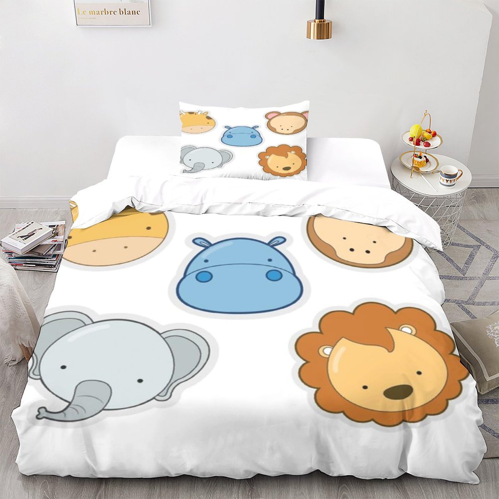 Ensemble de bedding mignon housses de couettes imprimé animal 3D single