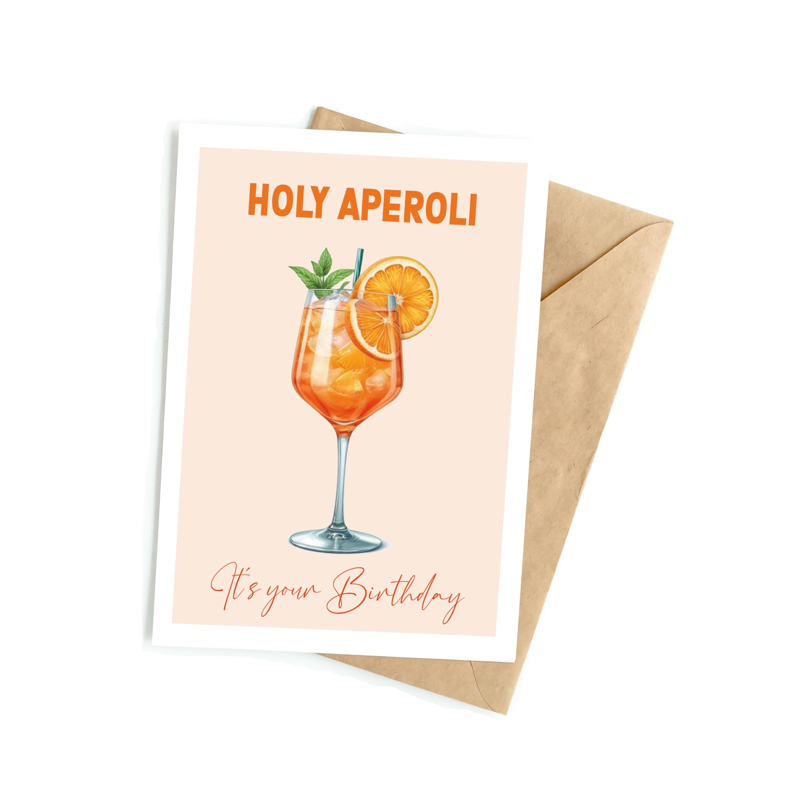 Grußkarte Karte Holy Aperoli, Glückwunschkarte Grußkarte Karte Billet Geburtstag Holy Aperoli Happy Birthday Mann Frau Drink Aperol orange, Klappkarte (KT_030)