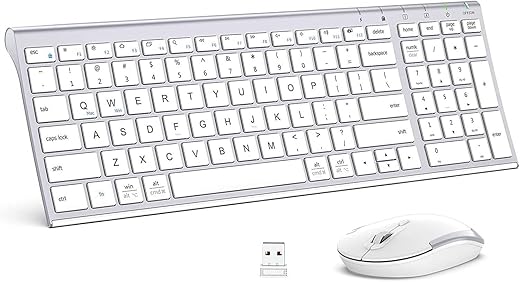 iClever Wireless Keyboard & Mouse Combo GK03-2.4G Portable Wireless Keyboard Mouse with Rechargeable Battery, Ergonomic Design, Full Size, Slim &…
