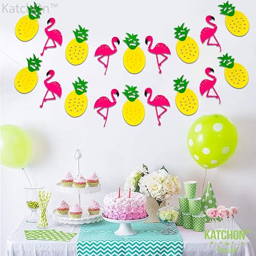 Miniatura 8 de KatchOn, Guirnalda de flamenco de fieltro con piña, 2 cuerdas, pancarta de flamenco para decoraciones de fiesta de flamenco, pancarta de piña para