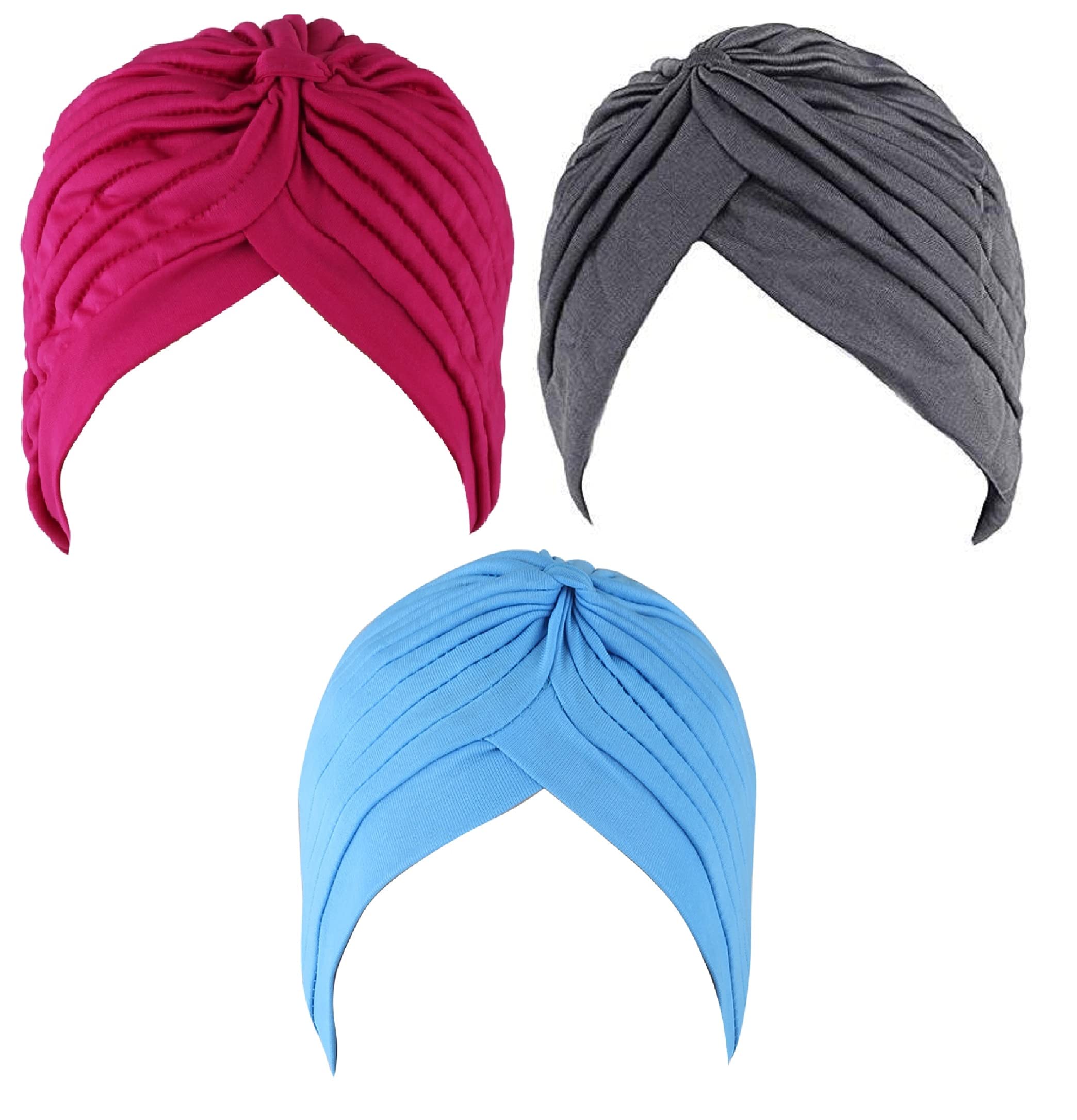 bismaadh Chemo Sleep Turban Cap Headwear Scarf Beanie Cap for Cancer Patient Hair Loss - Pack of 3-picture-29