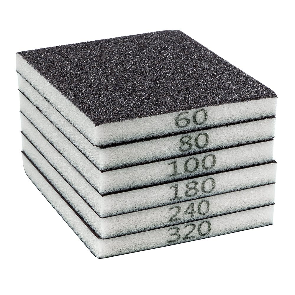 Ideen mit Herz Spugne abrasive, confezione da 6 pezzi, 10 cm x 12 cm x 1,3 cm, varie grane, morbidi cuscinetti abrasivi, flessibili
