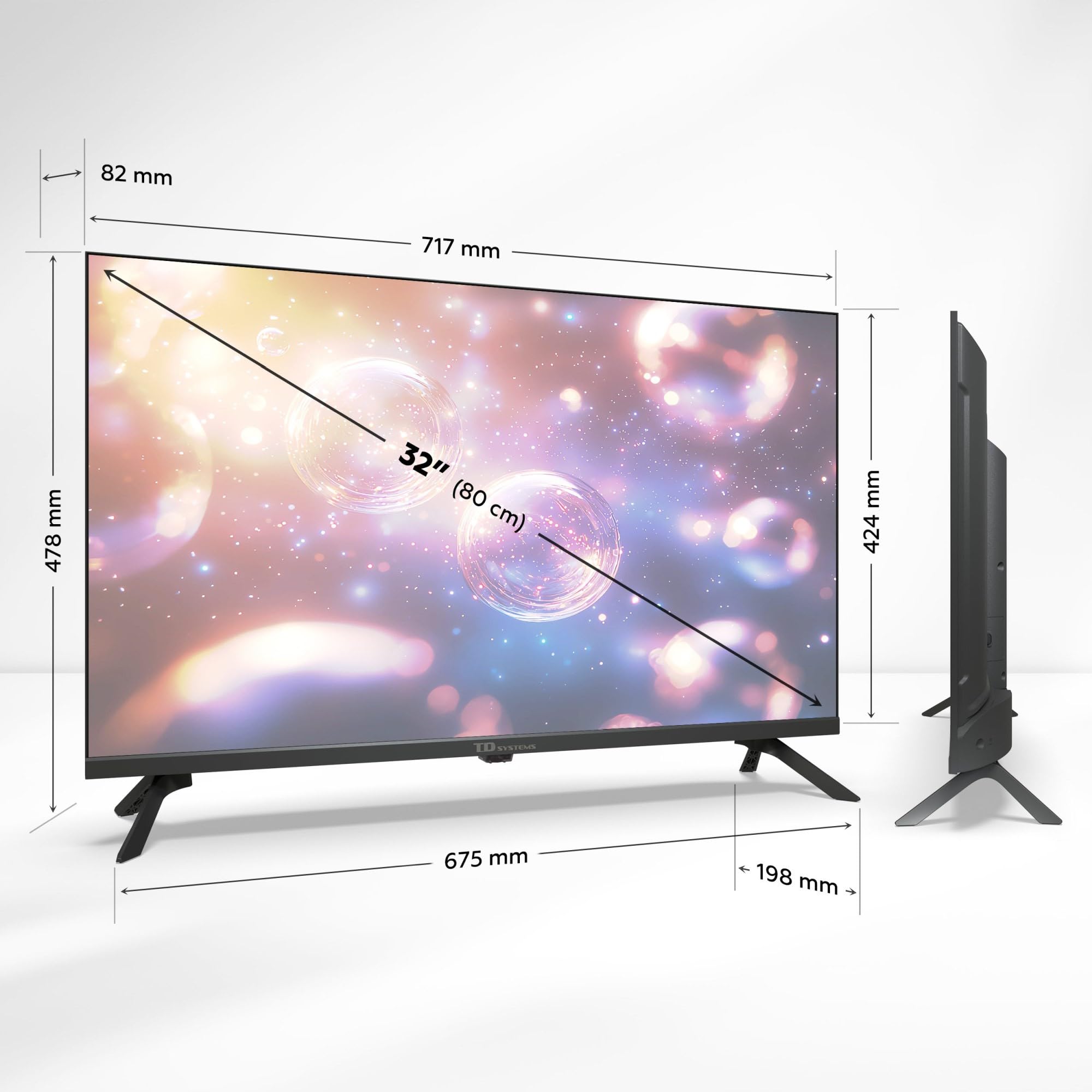 TD Systems - Smart TV 32 Pulgadas QLED, Android 14 GTV, Television TDT HD, Modelo 2025, Televisor con 3 años de garantía - PRIME32K21GLQ