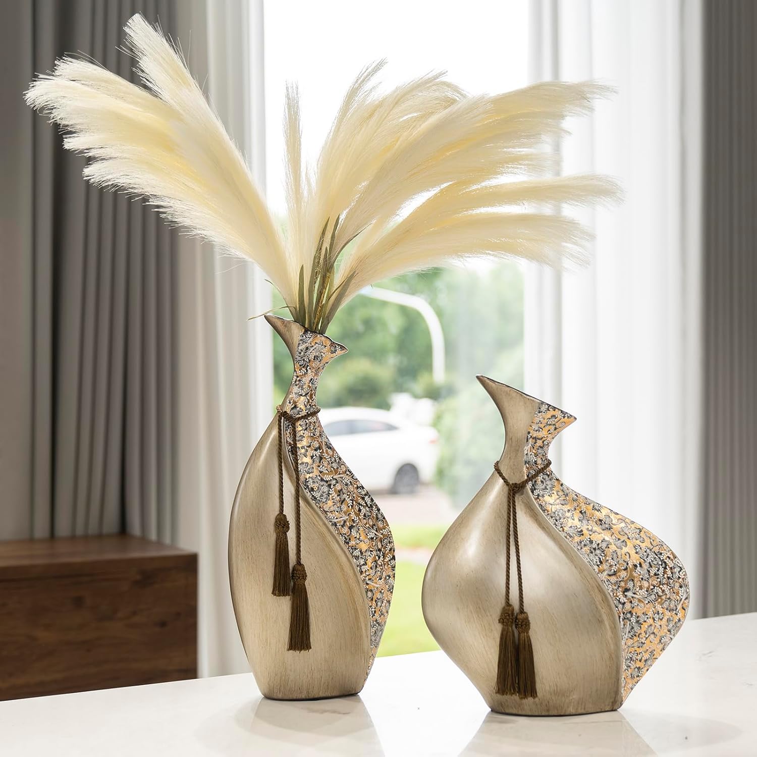 European Style Ceramic Flower Vase |15 Inch Pottery Big Boho Vase for Home Decor, Modern Decorative Vase for Dining Table,Not Suitable for Water, Suitable for Dry Flowers and Simulated Flowers - Image 4