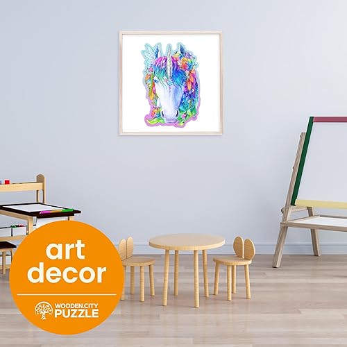 Miniatura 6 de WOODEN.CITY Wood Puzzles - Rompecabezas de 150 piezas con diseño de unicornio con estilo de unicornio para adultos, rompecabezas de madera