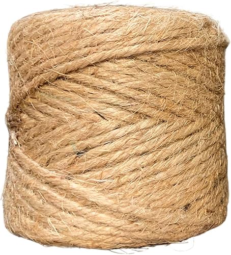 Cordel de yute natural para manualidades, macramé y cuerda de embalaje, rollo de 360 pies