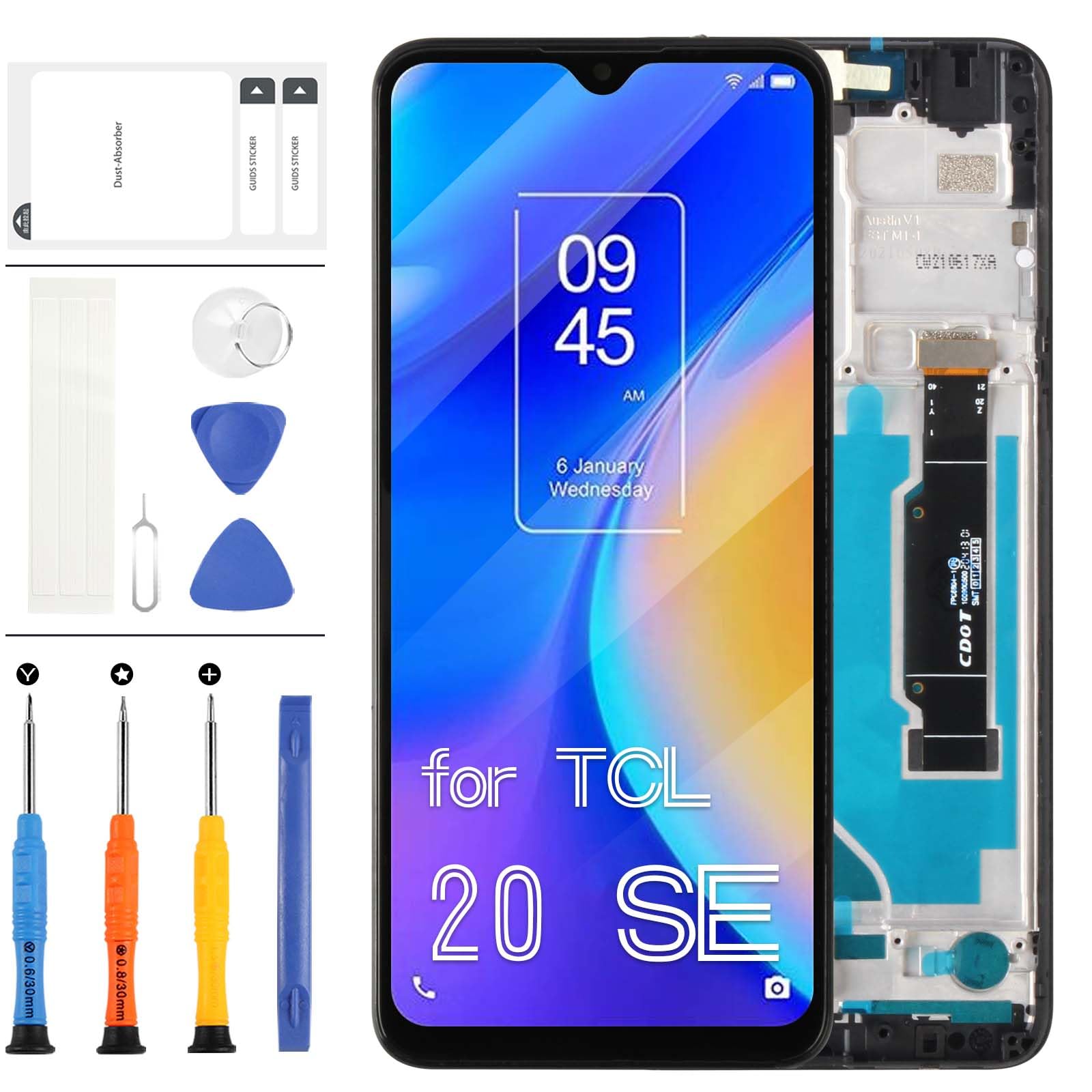 Kit Schermo LCD Per TCL 20 SE 6.82 Pollici, Display Touch Screen Con Telaio Nero E Strumenti Di Riparazione