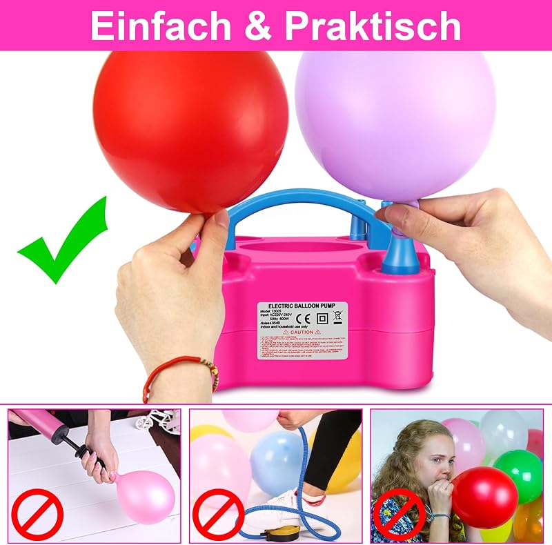 Pompă electrică de baloane HELESIN 600 W, portabilă, cu 2 moduri de umflare, pentru petreceri aniversare și decorațiuni de Crăciun