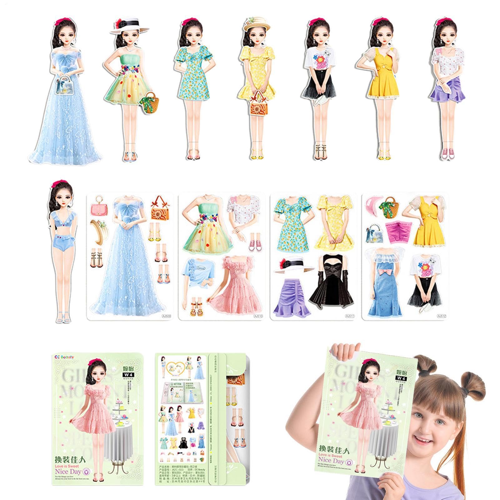 Genérico Bambole di Vestire Magnetiche - Costume Magnetico Gioco di Simulazione Bambole di Carta Costume Tagli di Vestito | Vestiti Magnetici Creativi Vestirsi per Compleanno Giorno del Bambino