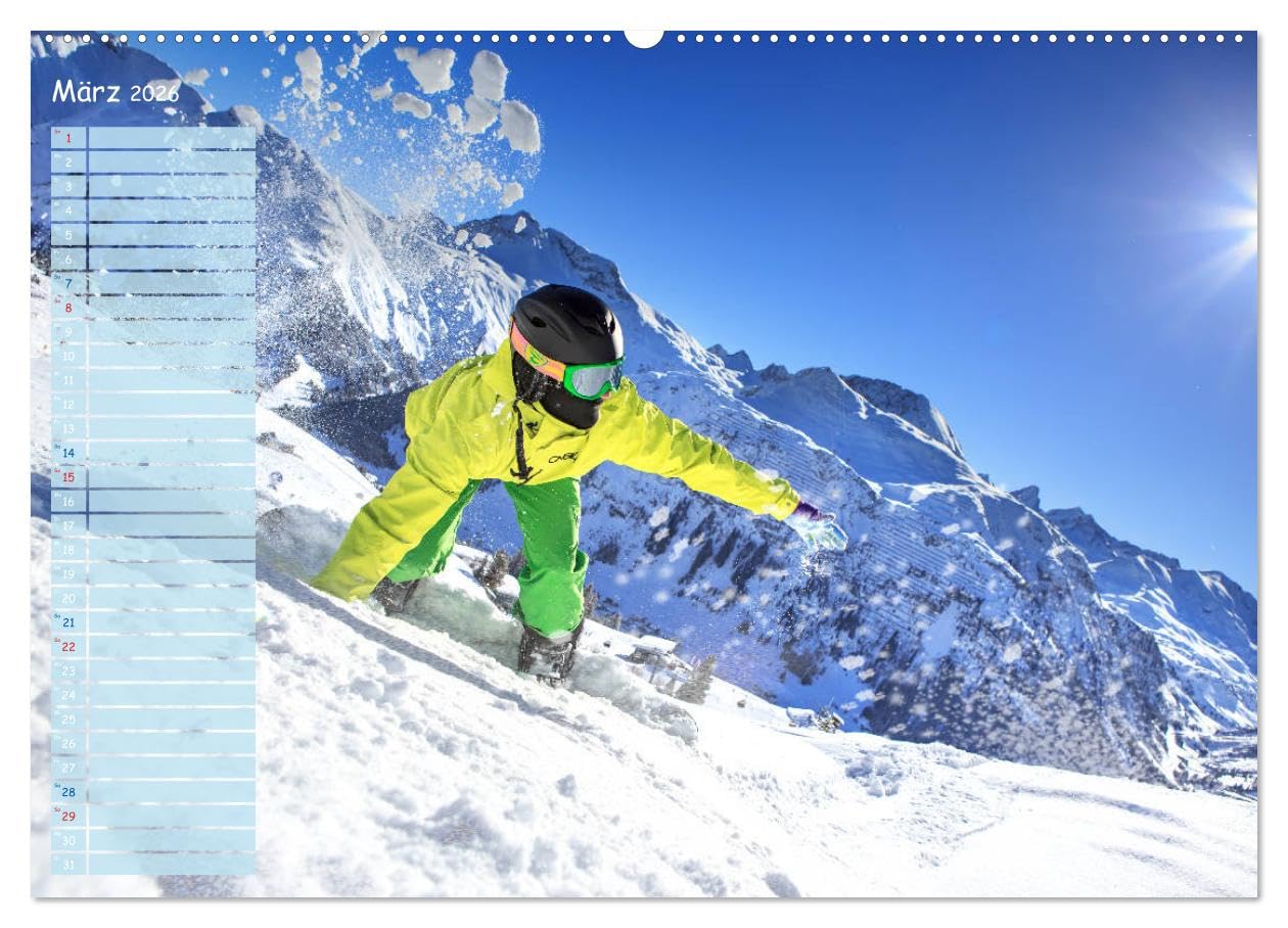 Ski und Snowboard - Leidenschaft im Schnee (Wandkalender 2026 DIN A2 quer), CALVENDO Monatskalender: Ein ganzes Jahr lang das Hochgefühl des Wintersports (CALVENDO Sport)