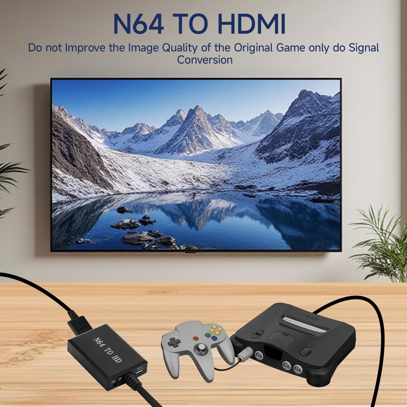 Convertidor N64 a HDMI para Nintendo 64/SNES/N64, Cable Adaptador para SNES a HDMI, Video HD 480p/720p con Audio Estéreo, Relación de Aspecto 16:9/4:3, para GameCube/SFC/NGC/Consola/Monitor/Proyector