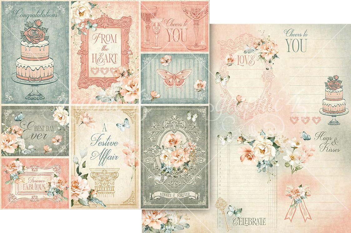 Graphic 45 Always & Forever Papers - 8x8 Paper Pack and Ephemera Die-Cuts