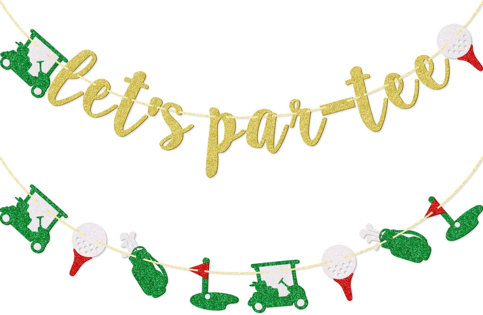 Little Man Let's Par-Tee Banner, Golf Themed Birthday Banner, Retirement Party Decor for Golf Lover, Golf Party Decorations, Gold Glitter