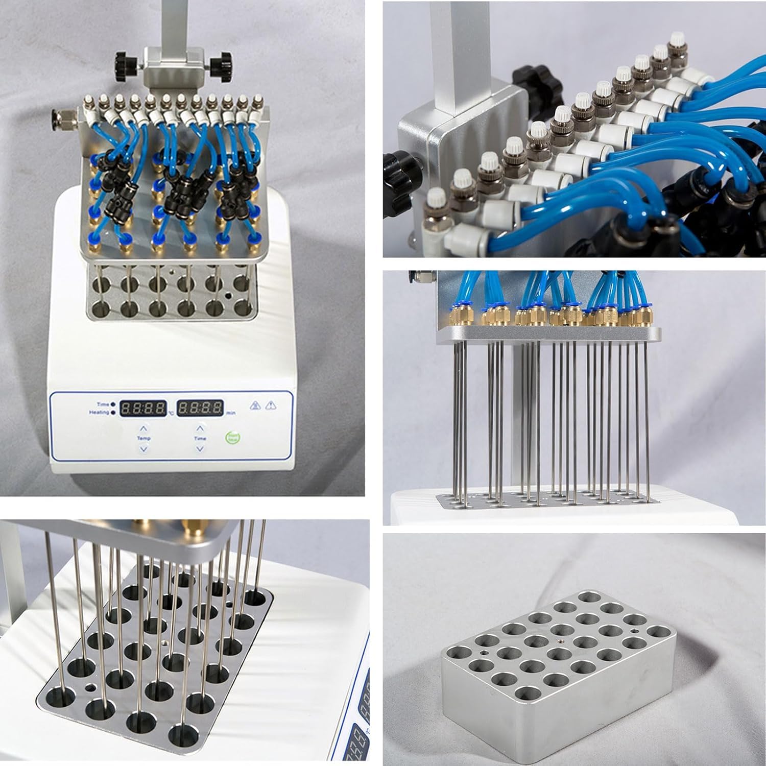 Concentrador de muestras de nitrógeno, evaporador de muestras de laboratorio, altura ajustable, preparación eficiente de muestras, rango de temperatura para resultados óptimos