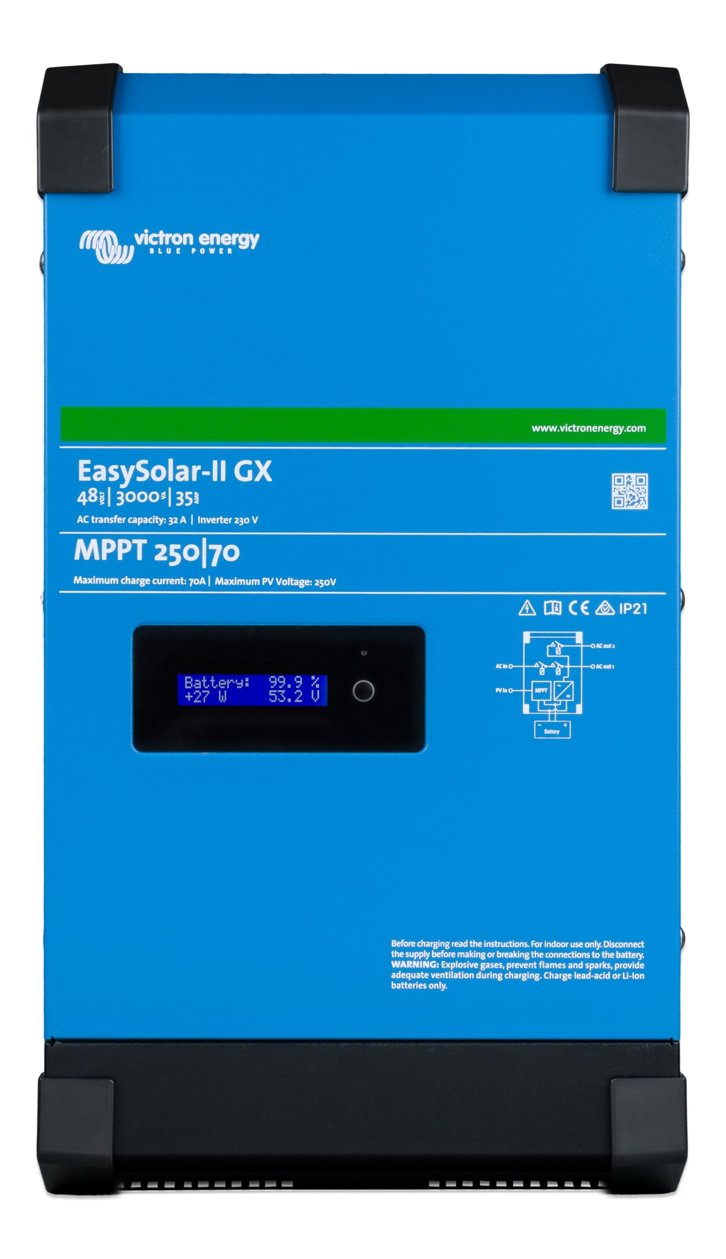Victron Energy EasySolar-II GX 3000 VA 48 Volt 230V 35 amp Chargeur de Batterie et régulateur de Charge Solaire MPPT 250 V 70 amp