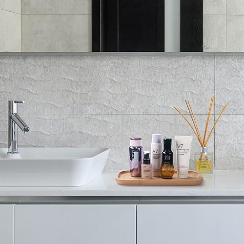 Miniatura 3 de Bandeja de tocador de bambú, plato de madera para servir, tabla de servir charcutería de madera, 9.8 pulgadas