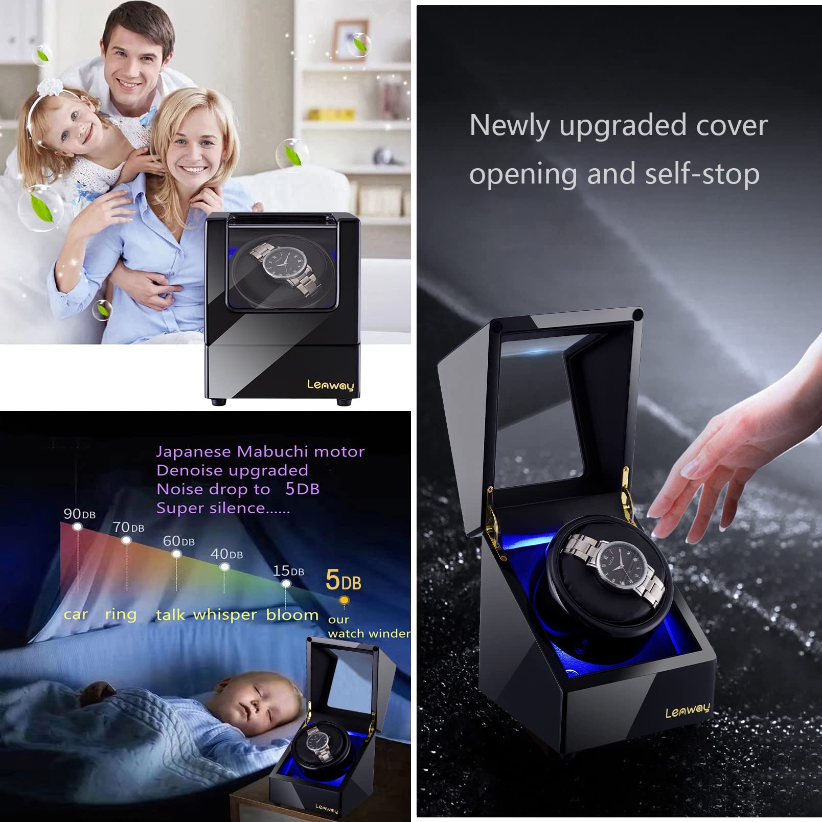 Lenway Watch Winder Super Quiet,Automatic Watch Winder,Watch Rotator, Single Watch Winder