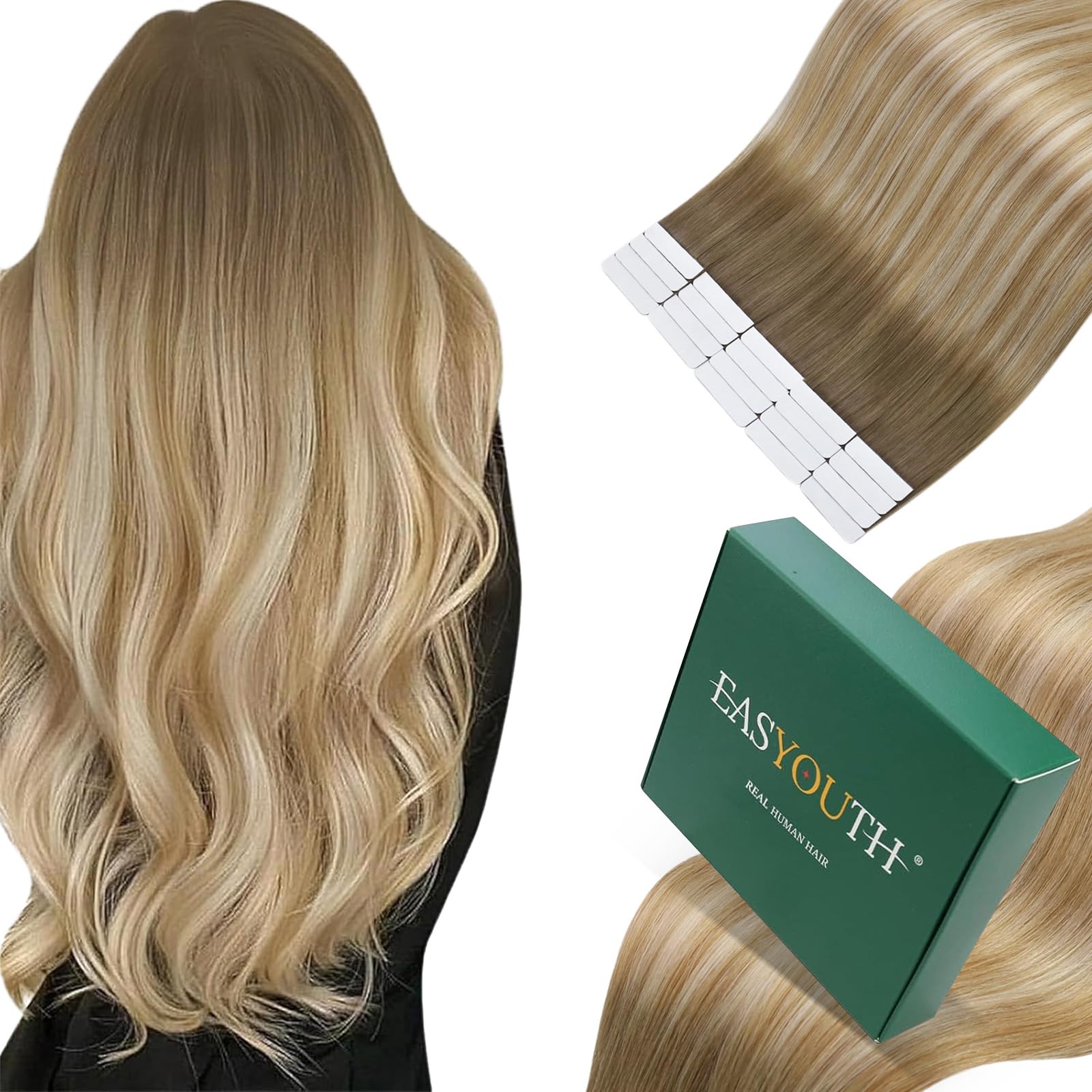 Easyouth Tape Extensions Echthaar Glatt Menschliches Haar