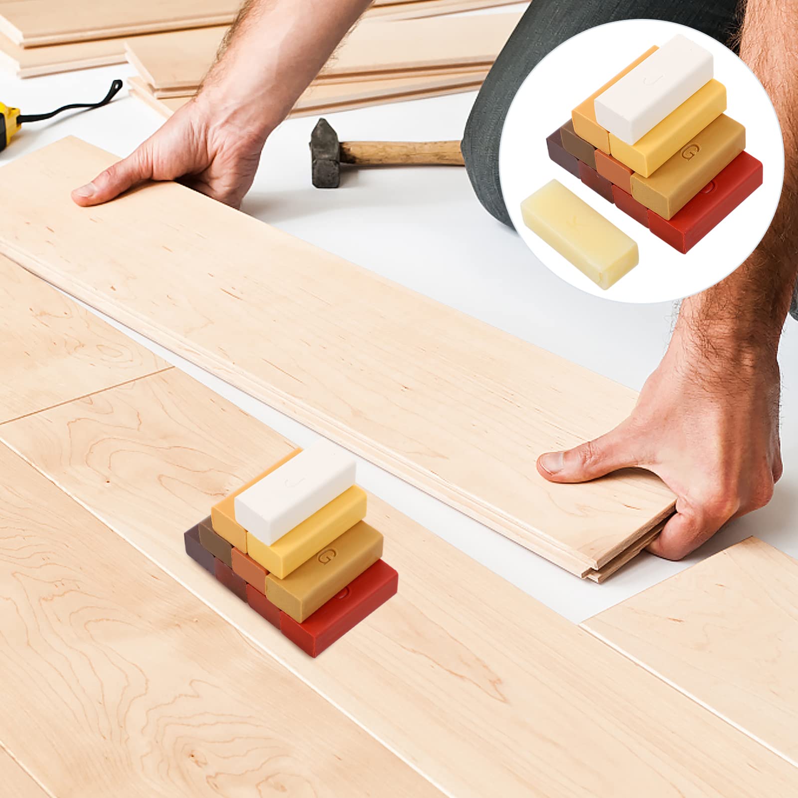 Mikinona Kit per Riparazione Legno Cera di Paraffina per Mobili e Pavimenti, Copertura Imperfezioni e Riparazione Bordi Consumati, Set