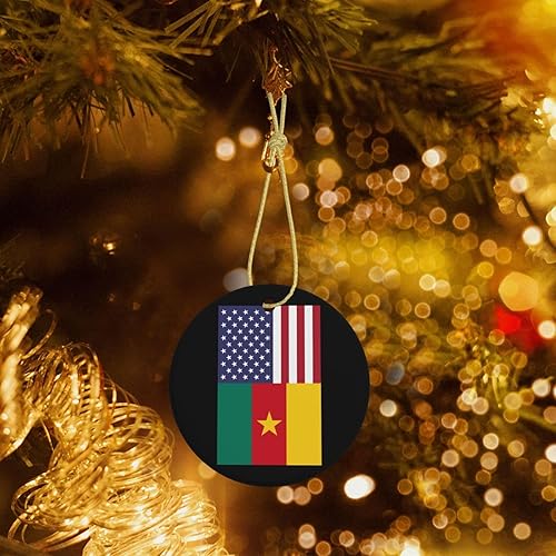Vista 7 de Bandera de América, Camerún, América, América, América, con encanto, adornos colgantes para árbol de Navidad, 2.9 pulgadas, decoración del hogar