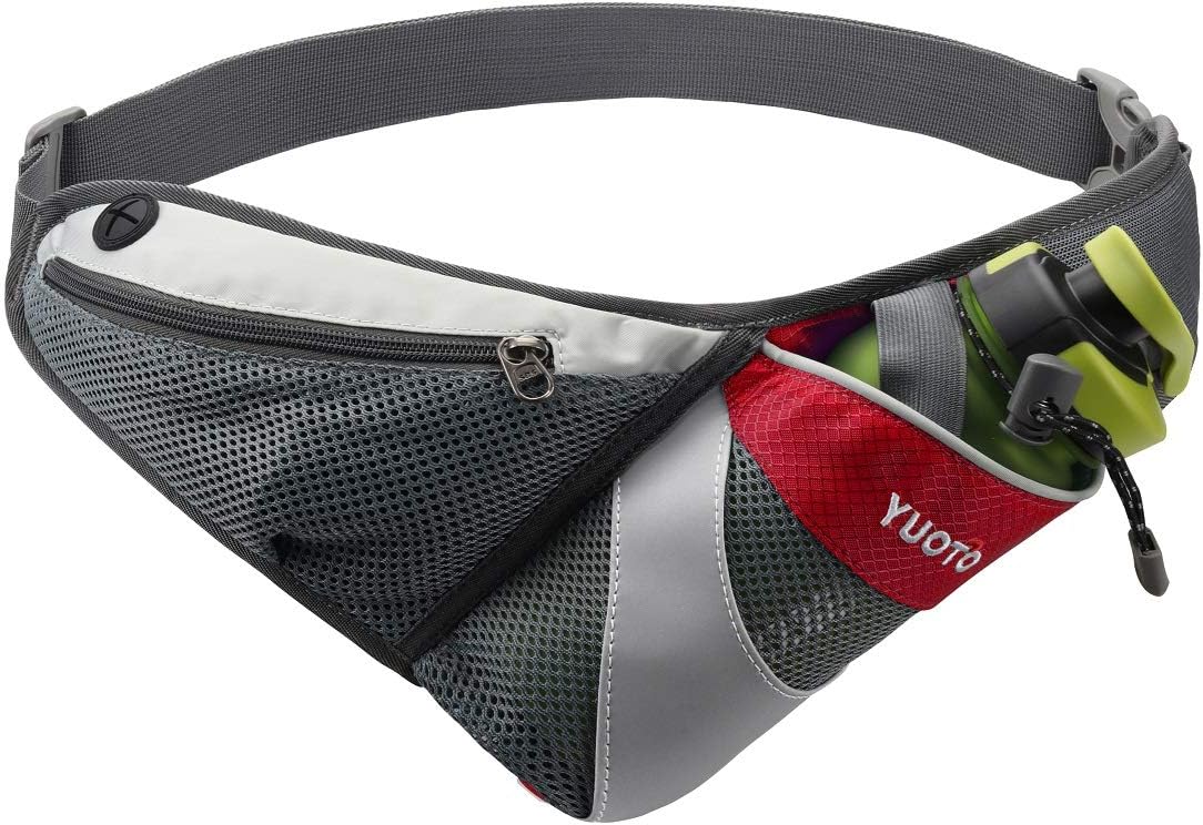 Waist Pack with Water Bottle Holder for Running Walking Hiking Runners Hydration Belt fit Maximum 27oz and iPhone 8 Plus Men Women red