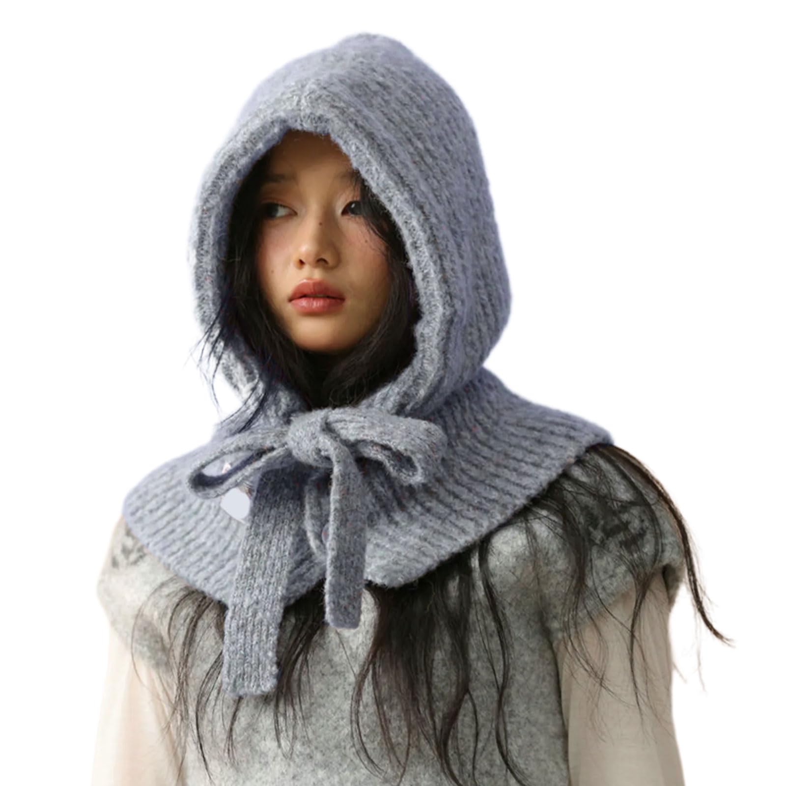 Suéter de punto, gorro, bufanda ajustable para clima frío, accesorio de moda, calentador de cuello