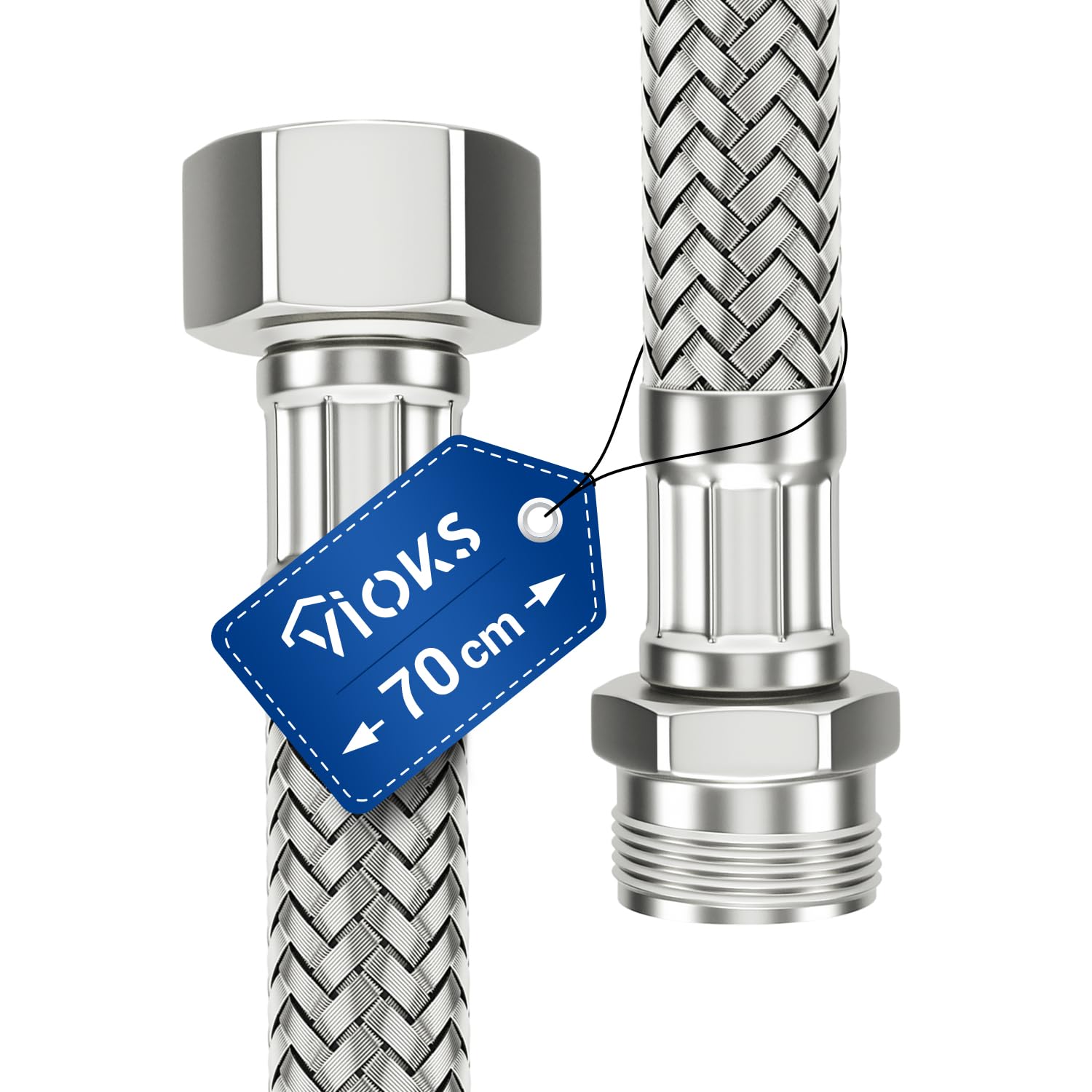 Tubo Corazzato Flessibile 100 Cm Per Acqua Potabile - Con Intrecciatura Acciaio Inox - Foto 5