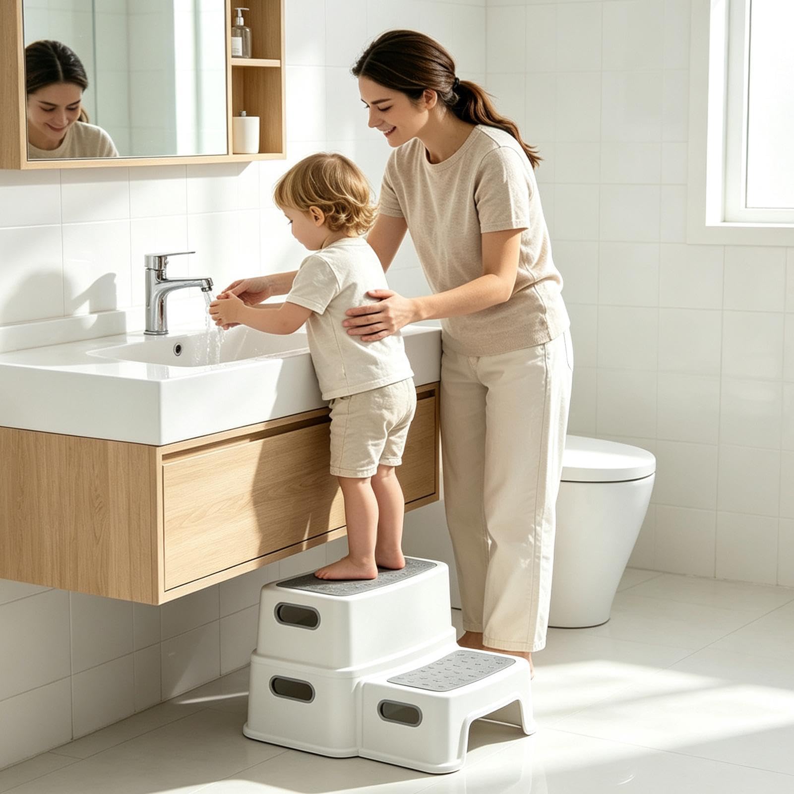 Taburete de baño para defecar, revestimiento antideslizante, soporte para postura en cuclillas, escaleras | Taburete desmontable para ducha familiar, tocador, mesita de noche, bañera, cocina, niños, adultos, ancianos