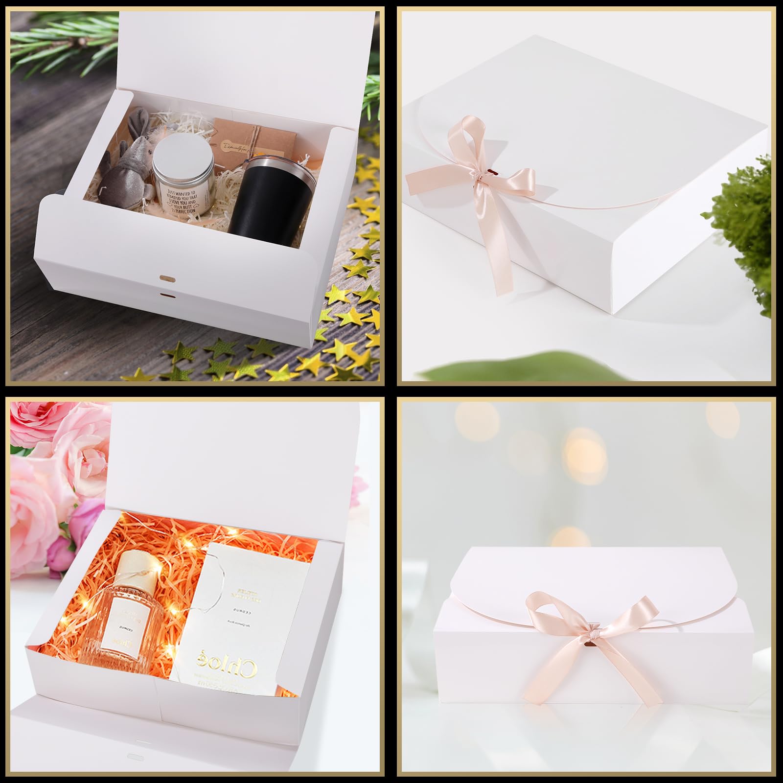 12 Pack White Gift Boxes With Lids, Gift Boxes With Lids Bulk