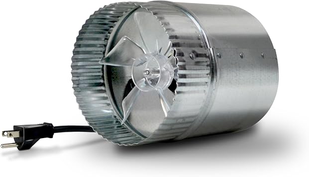 Suncourt 6-Inch Inline Duct Booster Fan Quiet Single-Speed Inductor Inline Fan with 6-Foot Power Cord, MET Listed, and Simple Installation DB206C