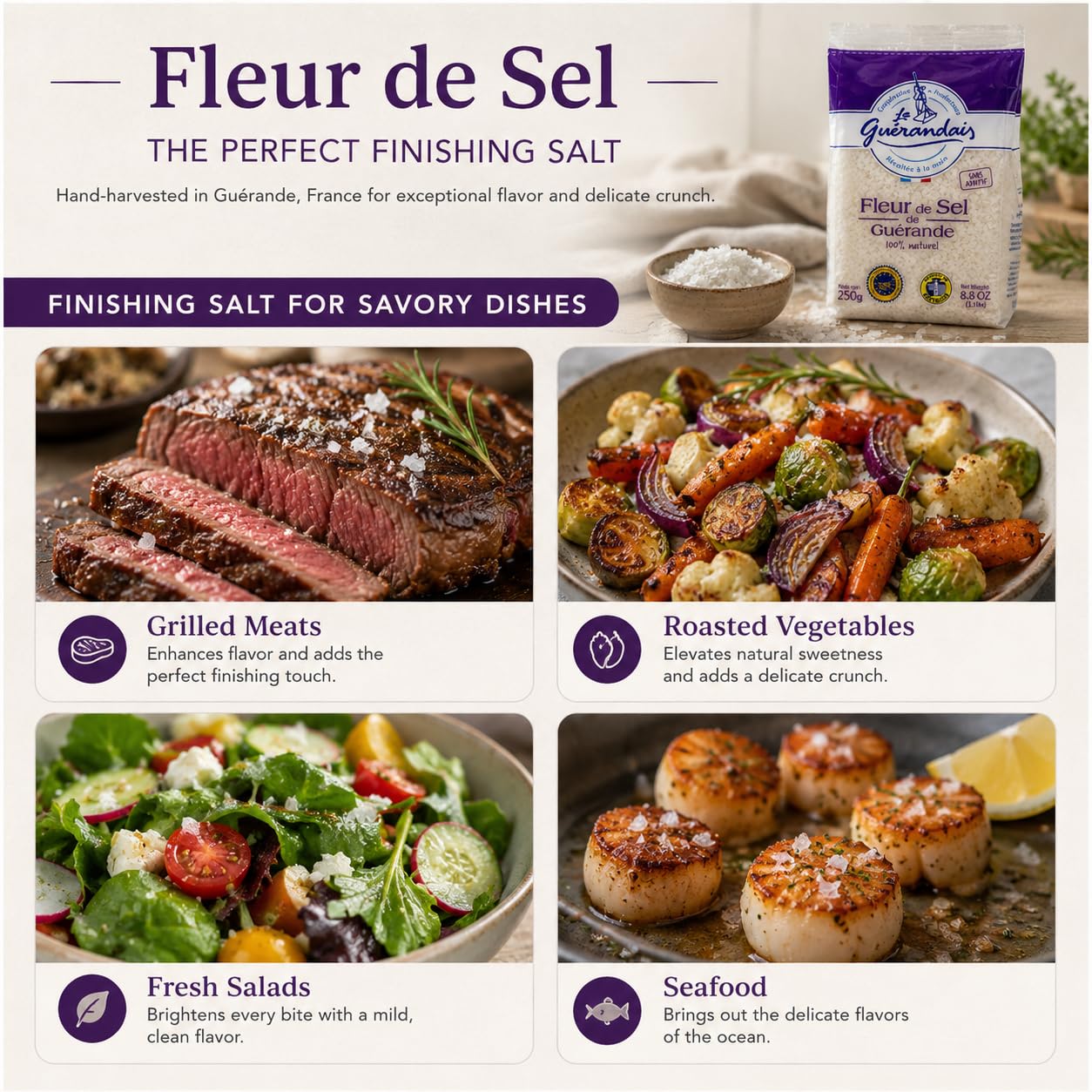 Amazon.com : Fleur De Sel De Guerande 250 G (1 PACK) : Grocery
