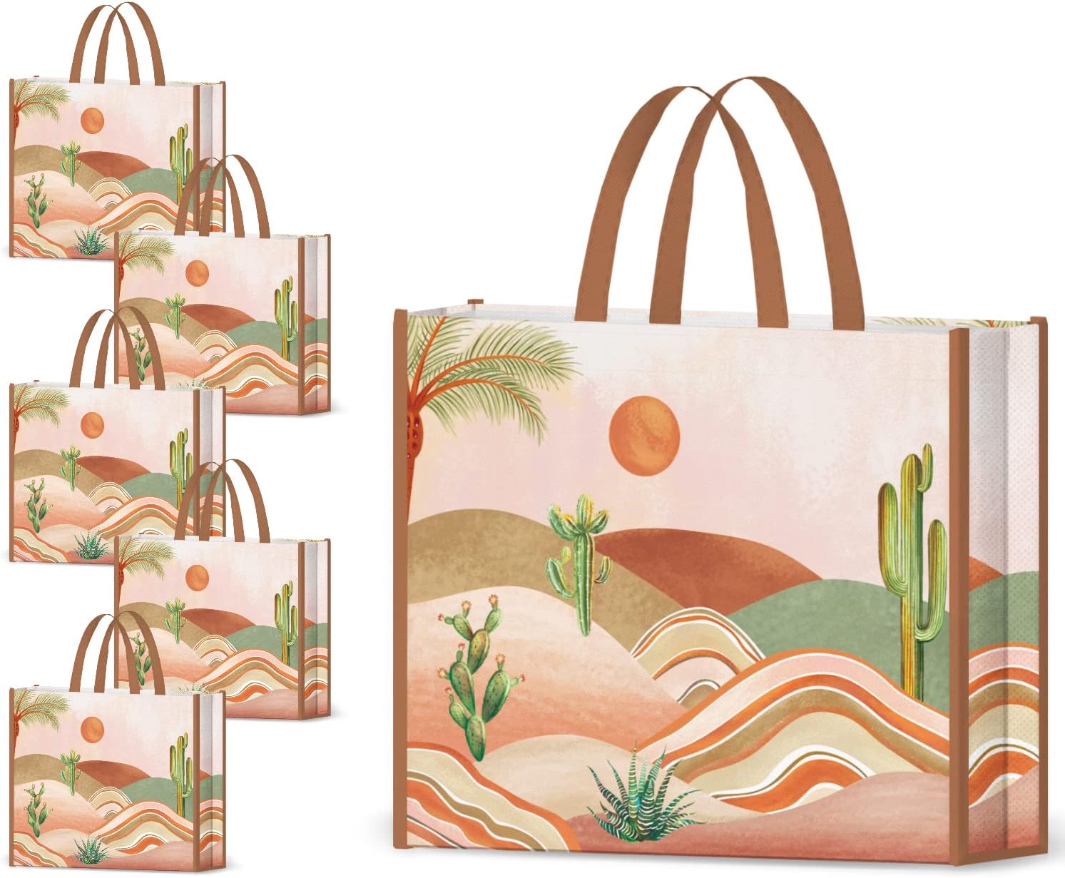 NymphFableNymphFable 5 Pack Gift Bags Medium 17.7 * 15 * 5 inches Reusable Party Gift Bags Tote Bags for Birthday Wedding Party Favour Present Wrap with Handles