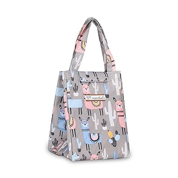 Printed Lunch Bag Thermal Portable Tiffin Bag for Food Travel & Picnic, Lunch Bag for Office Oxford Cloth Fabric Multicolor (Grey)