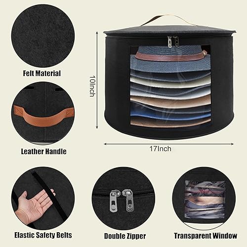 Miniatura 3 de Caja de almacenamiento para sombreros, cajas de sombreros para mujeres, soporte para sombreros de vaquero para viajes, funda de transporte de