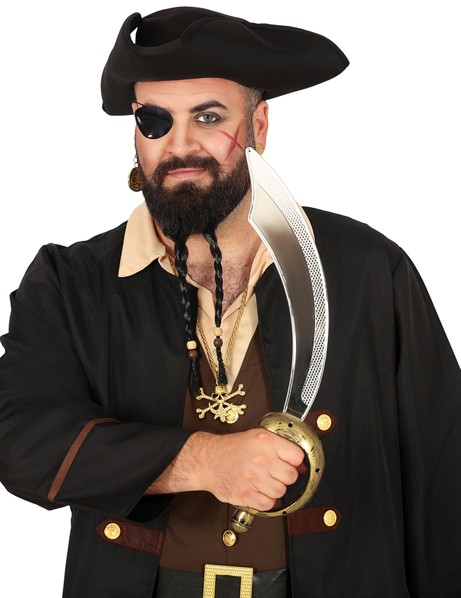 Sabre et cache œil de pirate en plastique Argenté Taille Unique Accessoires déguisement Carnaval