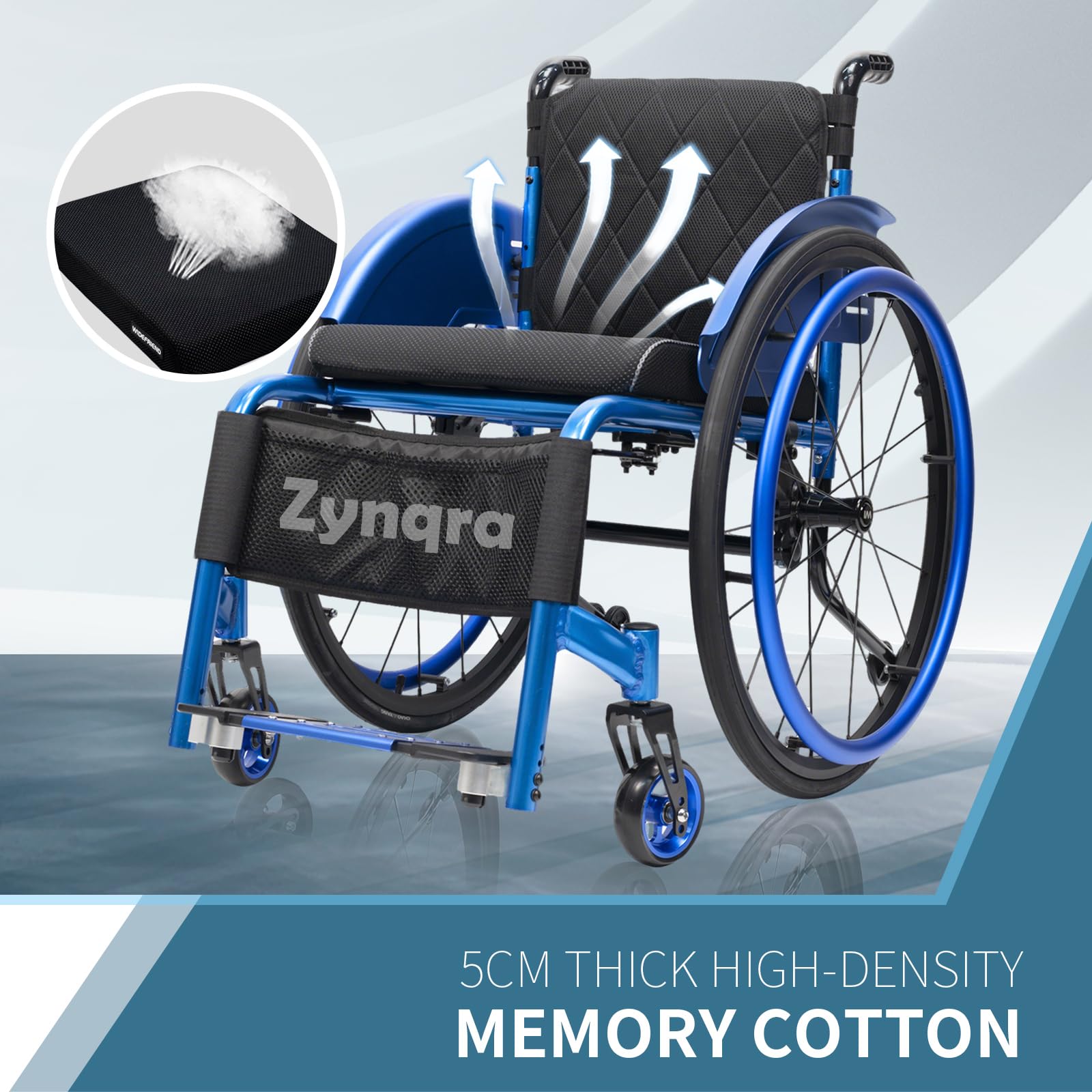 Sedia a Rotelle Pieghevole Leggera ad Autospinta,Sedia a Rotelle Pieghevole Leggera ad autospinta per disabili ed Anziani,Facilmente Richiudibile e Pratica(16.1in Seat Width,Soft backrest)