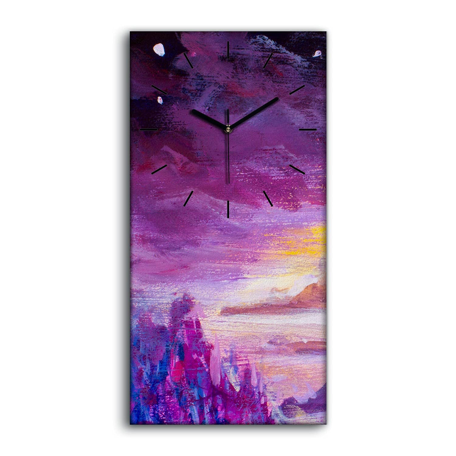 Horloge sur toile violette silencieuse pour chambre et salon moderne