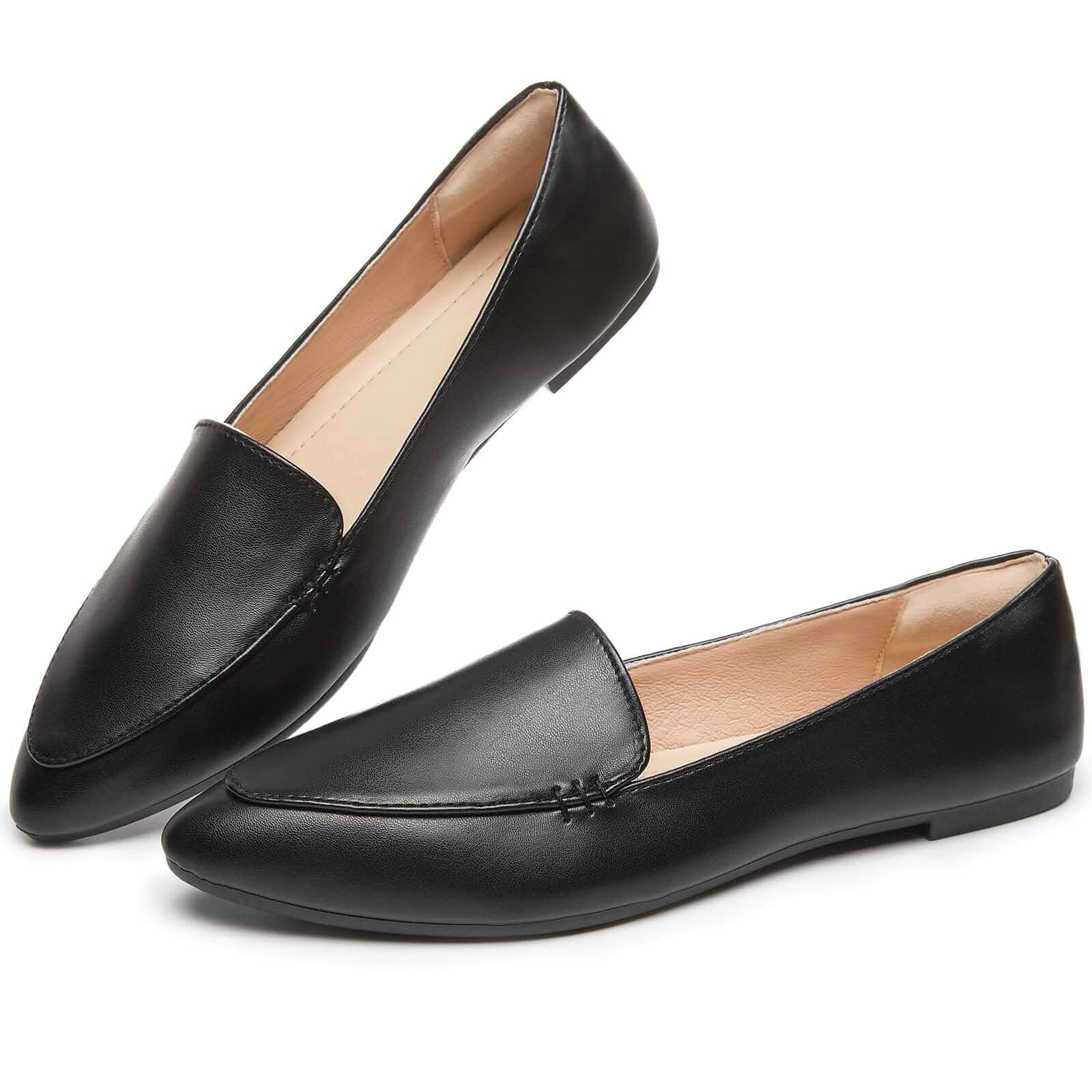 FINIWOR Loafers for Women Pointed Toe Dress Flats Shoes | comfortable memory foam penny loafers, slip on shoes