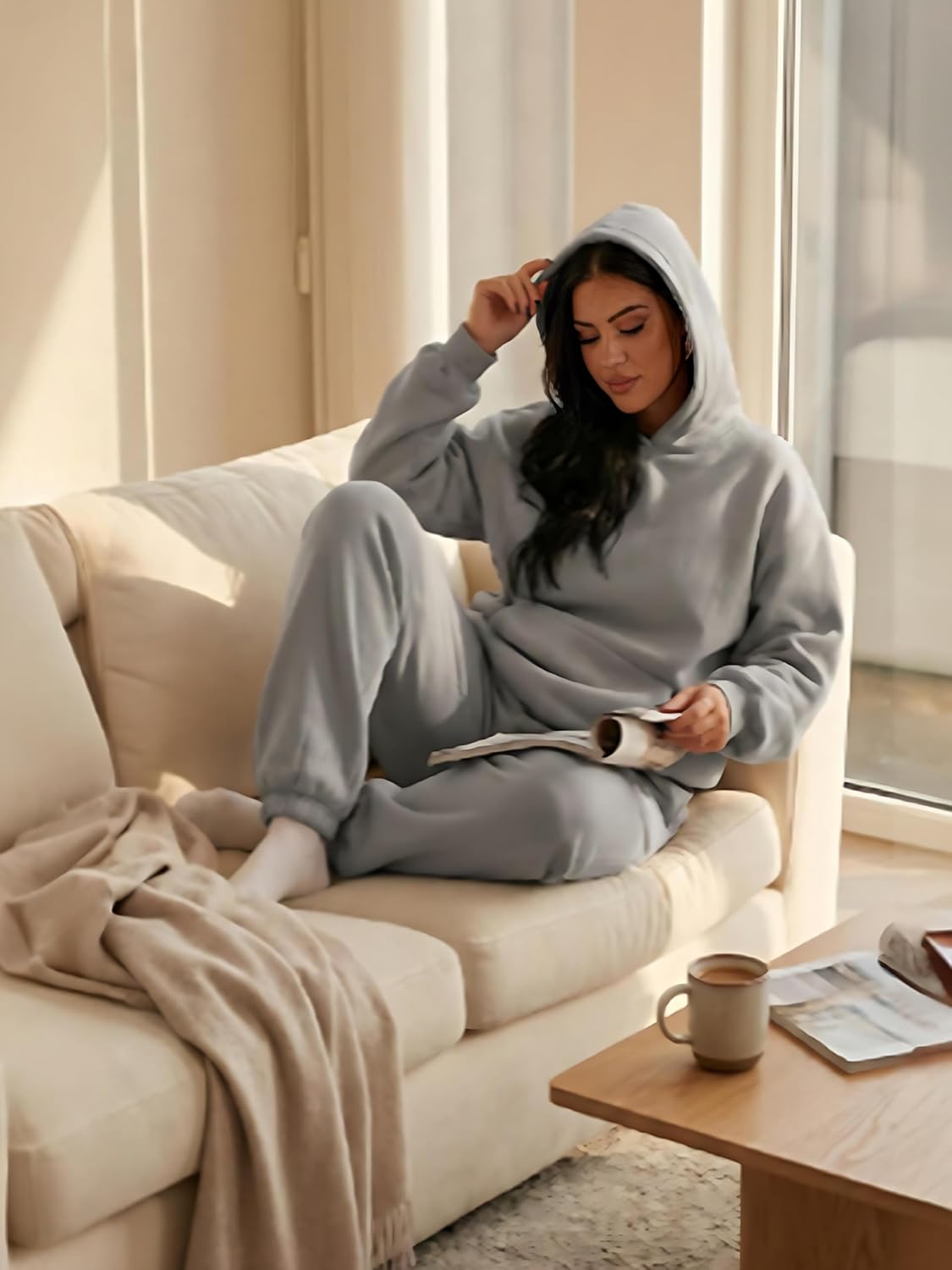 KANSOON Sweatsuits for Women Set 2 Piece Outfits Long Sleeve Hoodie Oversized Sweatshirt Jogger Pants Casual Tracksuit Sets - Image 3