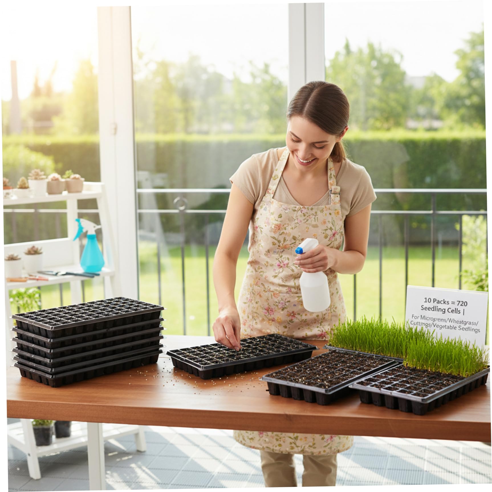 10 pièces 72 cellules Plateau de démarrage de graines Kit Plateau Germination des Plantes Plateaux démarrage semis en Plastique Pet avec Trous Drainage idéal pour Le Jardinage intéri