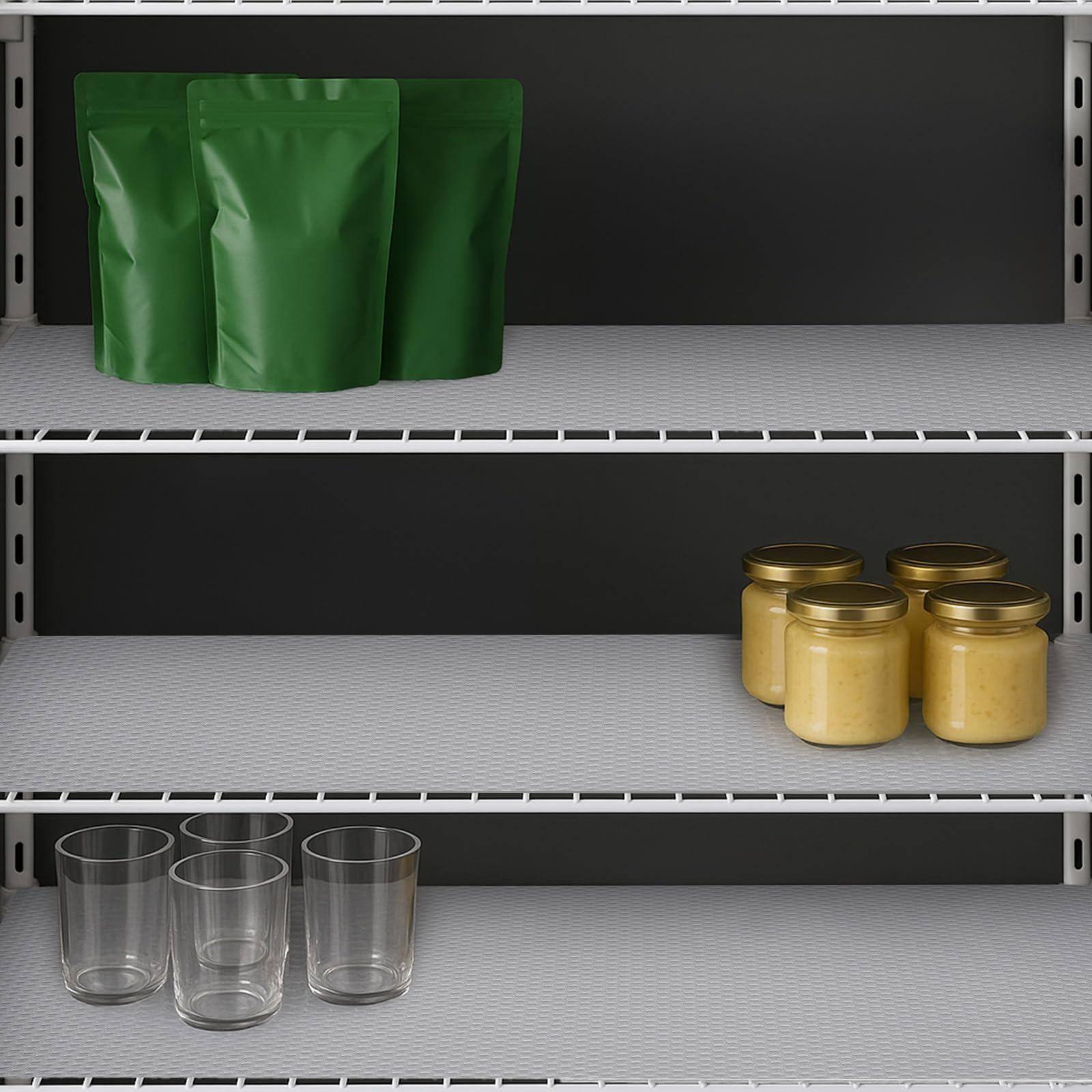 Rivestimento per mensole in filo spesso per mensole in filo spesso e trasparente, per mensole della dispensa, in plastica impermeabile, per cassetti della cucina, facile da tagliare, 45,7 x 500,4 cm.