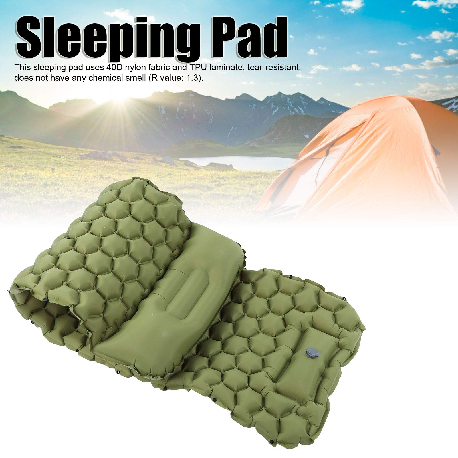 Tappetino da Campeggio Air Sleeping Pad - Pad Gonfiabile Leggero da Viaggio con pressa a Pedale per Escursioni in Viaggio(Verde)