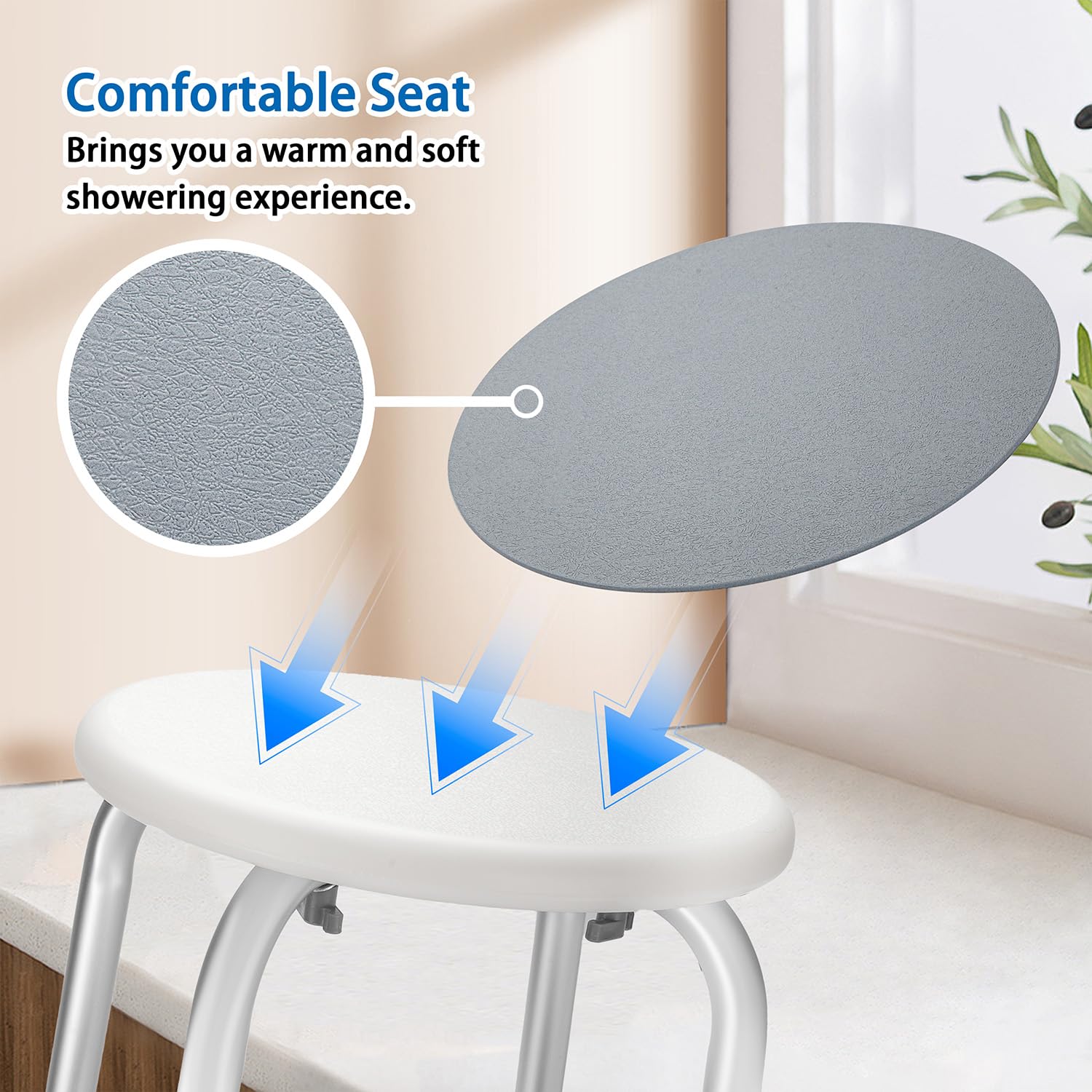 Asiento giratorio plegable y ajustable para baño, bañera, silla de ducha, taburete para ancianos y discapacitados, banco de transferencia de bañera para personas mayores para ducha interior (gris,