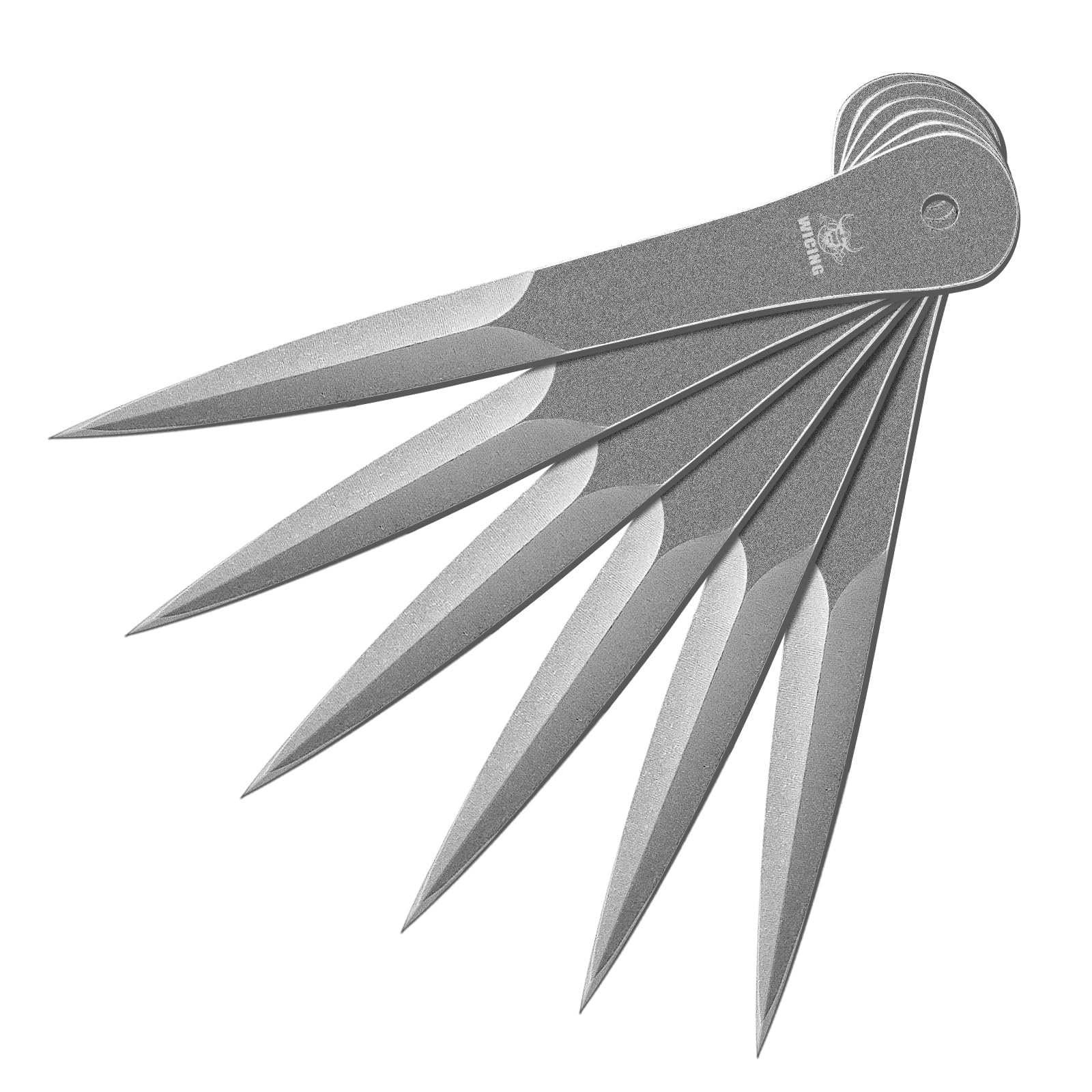 WICING 9.5 inches Throwing Spear, 0.275 inches Thick Full-Tang Throwing Set, with Nylon Sheath for Competition and Recreation - 6 Pack