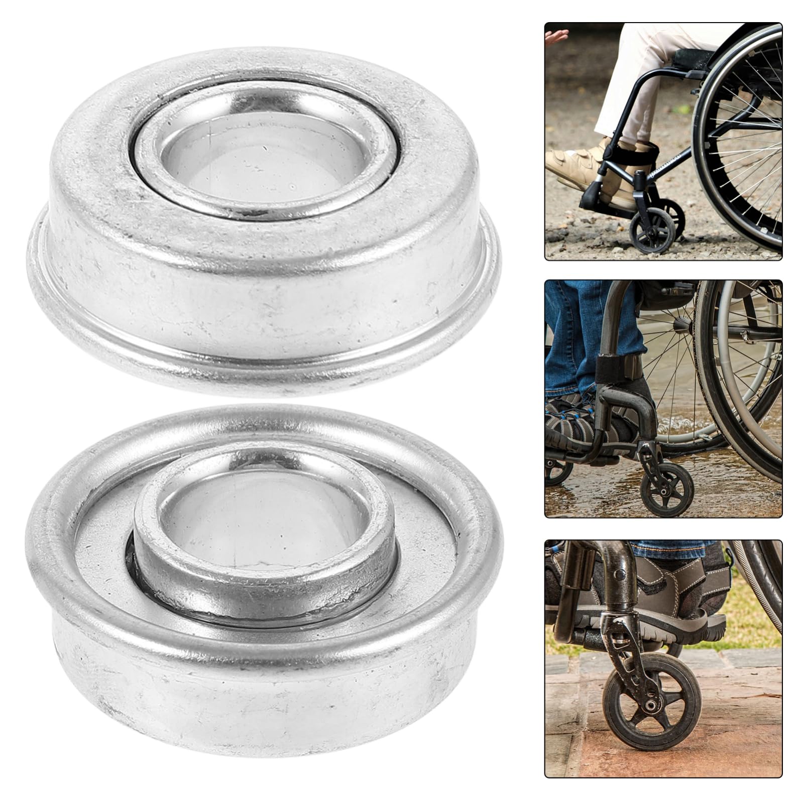 IWOWHERO Set of 2 Wheelchair Fork Bearing Steel Small Wheel Bearings for Replacement Round Front Wheel Bearings