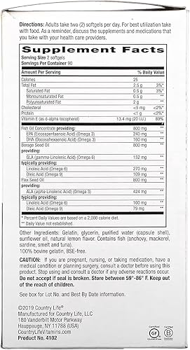 Miniatura 2 de Country Life Ultra concentrado Omega 3-6-9 180-cápsulas blandas