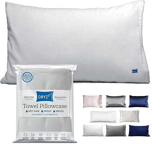 Vista 10 de DryZzz Funda de almohada de toalla de satén rosa Funda de almohada de microfibra absorbente para cabello húmedo Funda de almohada de satén