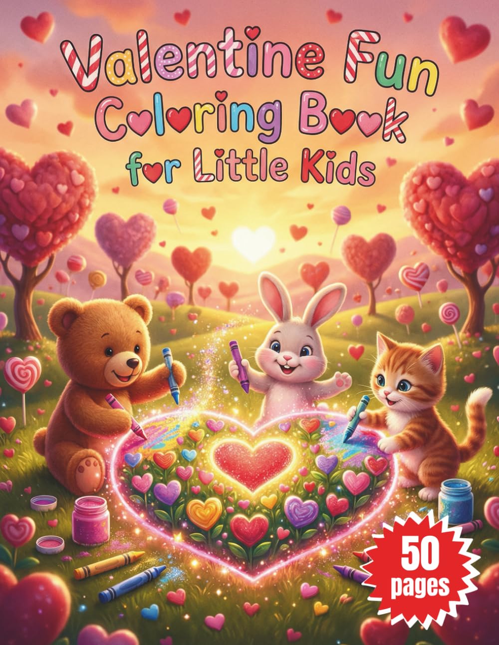 Valentine Fun Coloring Book for Little Kids: Simple Heart and Friendship Activities for Preschool Ages 2-6